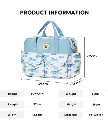 SONARIN Stylish Large Capacity Baby Nappy Changing Tote Bag Waterproof Baby Changing Bag Satchel Messenger Bag Portable Travel Diaper Bag with Shoulder Strap & Changing Mat Whale - Buy Online on GoSupps.com