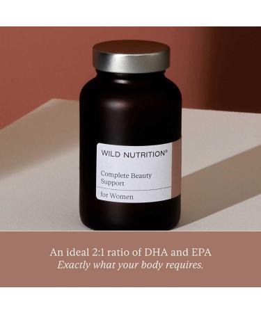Wild Nutrition Food-Grown Complete Beauty Support - 60 Capsules - Hair Skin Nails Vitamins for Women with Hyaluronic Acid, Biotin, Vitamin C, Selenium, and Zinc - Buy Online on GoSupps.com