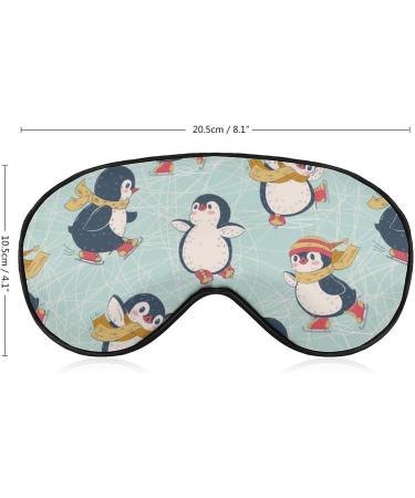 Penguins Winter Ice Skating Sleep Mask - Adjustable Strap Eye Cover for Sleeping, Blocks Light - Night Travel Nap Blindfold for Men and Women - Buy Online on GoSupps.com