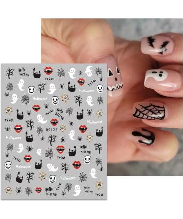 JMEOWIO 8 Sheets Halloween Nail Art Stickers Decals Self-Adhesive Pumpkin Skull Ghost Spider Web Bat Spook Nail Supplies Nail Art Design Decoration Accessories - Buy Online on GoSupps.com