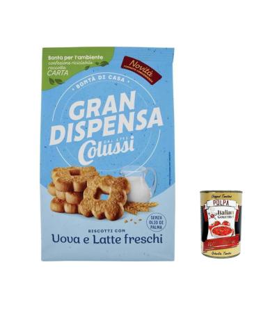 Italian Gourmet E.R. Colussi Biscotti frollini gran dispensa uova e latte biscuits sabl s avec ufs et lait 600 g + Italian Gourmet polpa 400 g