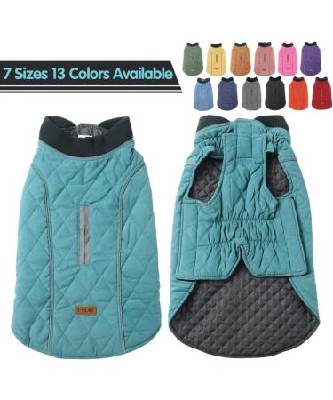 EMUST Winter Dog Jacket for Medium Dogs - Thick Boy Coat for Cold Weather in Turquoise - 7 Sizes & 13 Colors Available - Buy Online on GoSupps.com