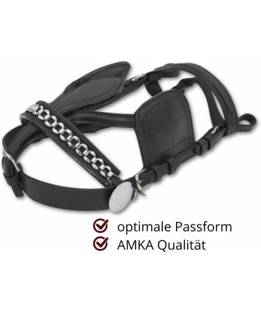 AMKA Driving Bridle for Warmbloods - Harness Head Frame with Blinkers & Chain Browband | International Shipping Available - Buy Online on GoSupps.com
