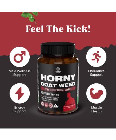 Horny Goat Weed for Male Enhancement - Extra Strength Horny Goat Weed for Men 1000mg per Serving Complex with Tongkat Ali Saw Palmetto Extract Panax Ginseng and Black Maca Root for Stamina & Energy - Buy Online on GoSupps.com