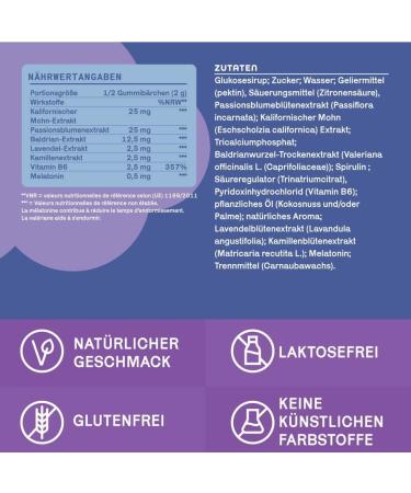 Melatonin 0.5 mg Gummies - 120 Vegan Sleep Bears with Valerian Passion Flower Chamomile & Lavender - Besohappy Double Pack - Blueberry Flavor - Buy Online on GoSupps.com