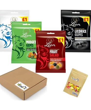 Lion Midget Gems Liquorice Gums Football Gum Fruit Salad Sweets Bag 150g - 4 x Mixed Sweets Bag - Buy Online on GoSupps.com