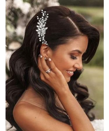Catery Crystal Bride Wedding Hair Combs Sliver Bridal Hair Piece Pearl Hair Clips Hair Accessories for Women and Girls (A Silver) - Buy Online on GoSupps.com