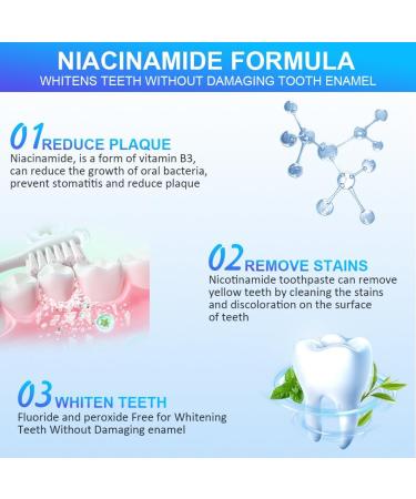  ALIIP 2PCS Niacinamide Whitening Toothpaste 100g Niacinamide Intensive Toothpaste Deep Cleaning Long-Lasting Freshness Promotes Natural Teeth Whitening - Buy Online on GoSupps.com