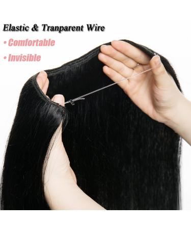 Elailite Real Hair Extensions with Wire - Invisible Faden Remy Smooth 16 /40cm 60g #01 Black - Premium Quality International Shipping - Buy Online on GoSupps.com