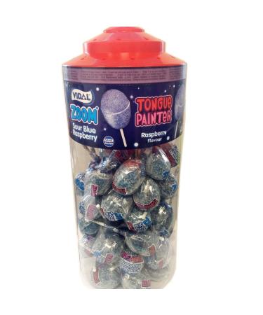 Vidal Zoom 50 x Tongue Painter Lollipops Blue Raspberry Sour 29 g