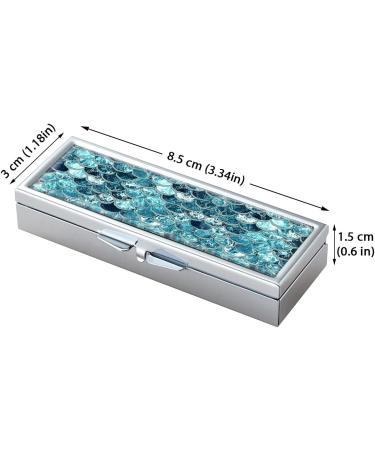 WIRESTER 3 Day Pill Box with Mirror | Rectangle Compartment Medicine Holder for Travel | Mermaid Scales Blue Wave Design - Buy Online on GoSupps.com