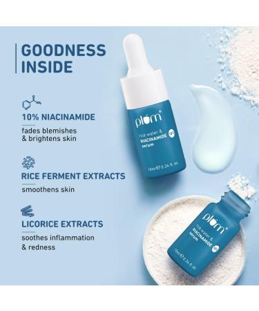 Plum-10% Niacinamide Face Serum with Rice Water & Squalane - Brightens Clears Blemishes Fragrance-Free All Skin Types 10 ml - Buy Online on GoSupps.com