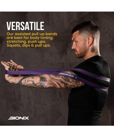 Bionix Pull Up Assistance Bands - Purple 35lb Heavy Latex Resistance Loop for Chin Up Assist, Stretching, Powerlifting - Ideal for Yoga, Pilates, Legs, Glutes - Buy Online on GoSupps.com