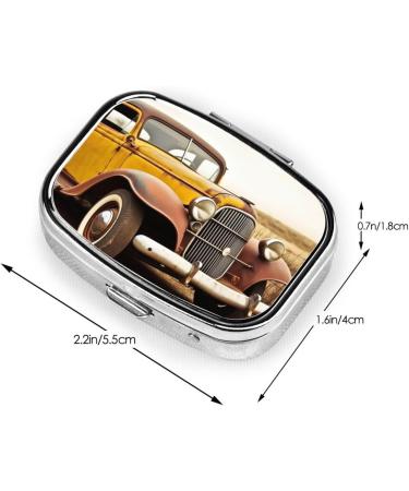 Antique Car Printed Square Pill Box | Portable Travel Medicine Organizer | eCommerce International Shipping - Buy Online on GoSupps.com