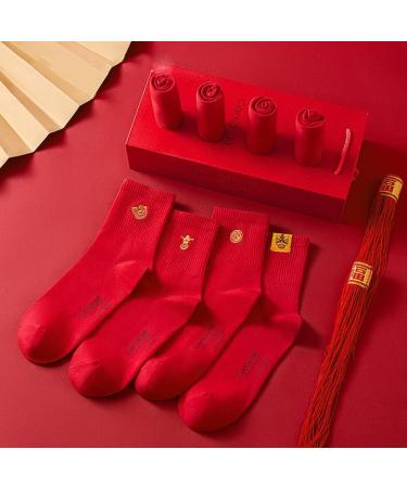 Men's Tube Socks - Chinese New Year Wedding Festive Red Stockings (Size 39-45) - Buy Online on GoSupps.com