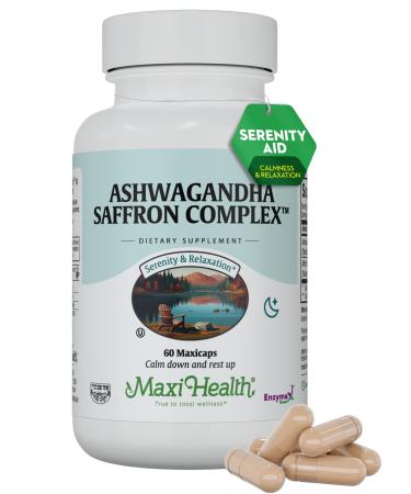 Ashwagandha Supplements Complex with Saffron 600mg Ashwagandha Capsules & 30mg Saffron Extract for Stress Relief Mood & Calm Kosher 60 Capsules Unflavored 60 Count (Pack of 1)