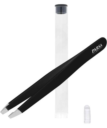 PARSA Beauty Professional Slanted Tweezers 9.6 cm - Made in Germany Eyebrow Plucking Includes Transport Box Premium Solingen Quality - Buy Online on GoSupps.com