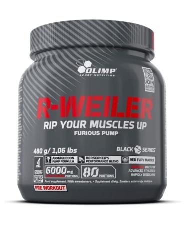 Olimp R -Weiler Pre Workout Booster Powder 480g - Vitamin B complex and caffeine - beta -alanine - supplement without sugar - drink powder for energy drink (red punch)
