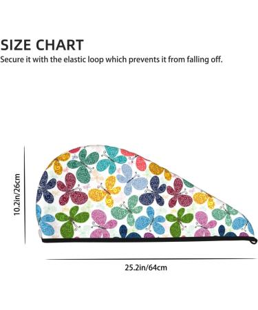 Hair Towel Wrap for Quick Drying | Colorful Butterflies Towel Turban with Button | Ideal Hair Drying Solution - Buy Online on GoSupps.com