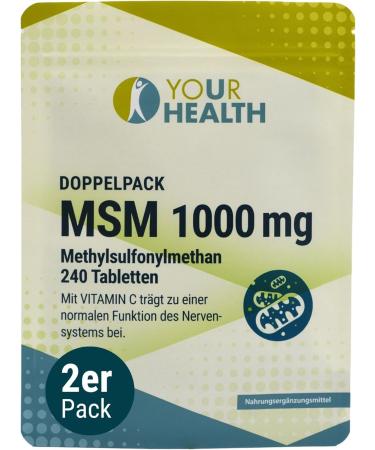 YOUR HEALTH Twin Pack: MSM 1000 mg Methylsulfonylmethane with Vitamin C - 480 Tablets