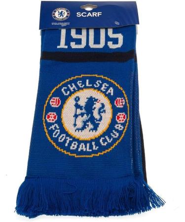 Chelsea FC Official Blue Black White Jacquard Scarf - 5ft Long - Buy Online on GoSupps.com