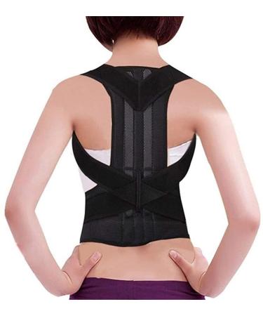 Posture Corrector Adjustable Full Back Support Brace Shoulder Belt Lumbar Spine for Men Women Teens Hunchback Correction Upper Lower Back Pain Relief (Color : Black Size : XXL) (Black X)