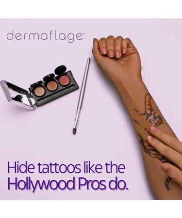 Tattoo Cover Up Makeup  Bruise Concealer  Waterproof  Smudge proof  3 colors + brush  by Dermaflage  6.9g/.24oz Fair - Buy Online on GoSupps.com