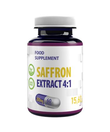 Saffron Supplement 800mg Equivalent (200mg of 4:1 extract) 60 vegan capsules, Saffron