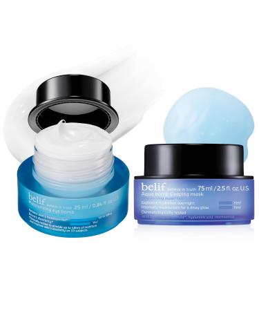 belif Peptide Eye Bomb & Sleeping Mask Duo Firming Anti-Aging Eye Cream + Overnight Plumping Face Moisturizer Korean Skincare Set