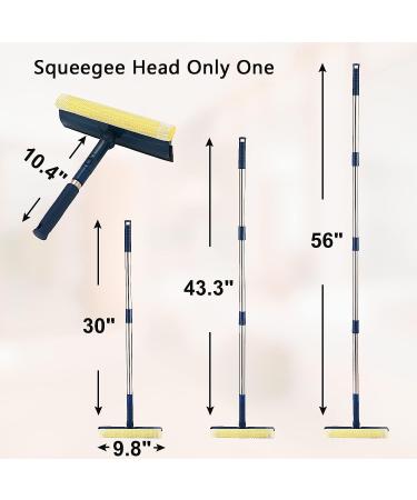Multi-Use Window Squeegee with 56 Long Handle | 2-in-1 Cleaning Tool with Dual Side Blade & Scrubber Sponge | Professional Squeegee for Car Windshield and Shower Door - Buy Online on GoSupps.com