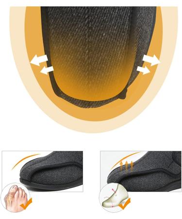 MisFun Diabetic Winter Shoes for Seniors with Swollen Feet - Black, Size 10 - Buy Online on GoSupps.com