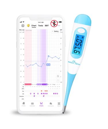 EasyHome Digital Basal Thermometer with Blue Backlight LCD Display, 1/100th Degree High Precision and Memory Recall, NOT Bluetooth Enabled, Upgraded EBT-100B(Blue)