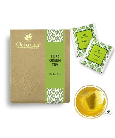 Octavius | Pure Green Tea | Assorted Green Teas | 100 Enveloped Double Chamber Tea Bags | Tea Sampler Variety Pack | Perfect for Tea Lovers | Pack of 1 PURE GREEN TEA 100 TB