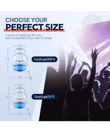 High Fidelity Music Ear Plugs - 3 Pairs for Concerts & Noise Reduction | 23dB Noise Cancelling Silicone Earplugs for Musicians, Festivals & Travel - Blue - Buy Online on GoSupps.com