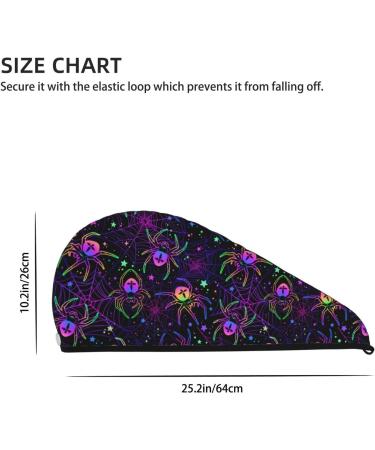 Hair Towel Wrap Quick Drying Turban with Button | Multi-Colored Spiders | International Shipping Available - Buy Online on GoSupps.com