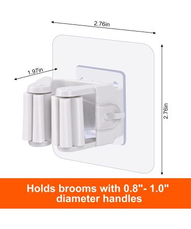 Zecval 4-Pack Mop and Broom Holder Wall Mount - Self Adhesive, No Drilling - Broom Gripper for Home, Garden, Garage Storage - Buy Online on GoSupps.com