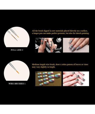 Pinkiou Nail Art Brush Set 15pcs with 5pcs Dotting Pens - Black | Nail Design Painting Kit for Salon and DIY - Buy Online on GoSupps.com