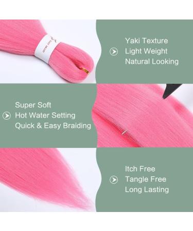 YDDM 20 Inch Pre-Stretched Pink Braiding Hair Extensions - 6 Packs Jumbo Braids for Art Hair Styles - Buy Online on GoSupps.com