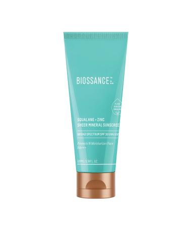 Biossance Squalane + Zinc Sheer Mineral Sunscreen. Nontoxic SPF 30 PA+++ Zinc Oxide Sunscreen That Protects and Hydrates Sensitive Skin. Lightweight, Non-Greasy and Reef-Safe. Jumbo (3.38 ounces) 3.38 Fl Oz (Pack of 1)