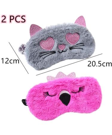 2 Pcs Cute 3D Animal Sleep Eye Masks - Soft Fluffy Cartoon Eye Covers for Travel & Sleepover Favors - Buy Online on GoSupps.com