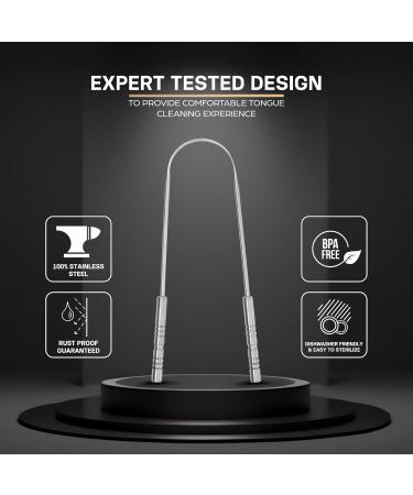 Buy Metal Tongue Scraper for Fresh Breath | 100% Stainless Steel U-Shaped Cleaner - Pack of 2 | Oral Hygiene Essentials - Buy Online on GoSupps.com