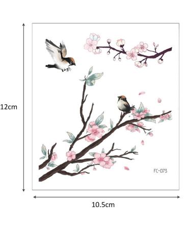 Glaryyears Flower Birds Temporary Tattoos - 12 Sheets Cherry Blossoms Fake Realistic Tattoo Sticker for Women Girls - Sexy Leaf Body Art - Buy Online on GoSupps.com