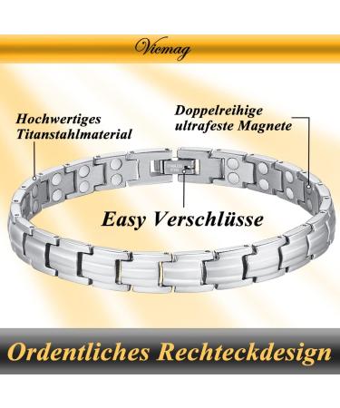 Vicmag Titanium Steel Magnetic Bracelet for Women - Ultra Strength Double Row Silver with Removal Tool - Perfect Gift - Buy Online on GoSupps.com