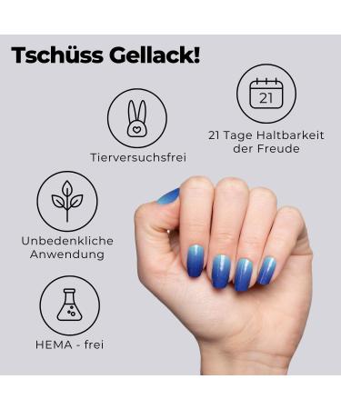 Original Miss Sophie UV Gel Nail Foils - The Blues UV I 20 UV Gel Nail Polish Strips | Solid Color Blue Ombre for Finger & Toenails - International Shipping Available - Buy Online on GoSupps.com