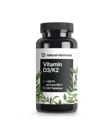 Vitamin D3 + K2- 99.7% All-Trans MK-7 & 2000 IE Vitamin D3-240 tablets-highly dose optimally bioavailable-without unnecessary additives-produced in Germany - Buy Online on GoSupps.com