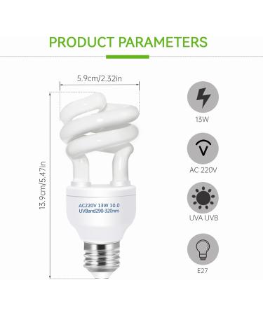 Caldarax 10.0 UVA UVB Bulb - 13W Compact Light for Desert Reptiles | E27 Tortoise Reptile Light for Lizard, Turtle, Snake, Chameleon, Bearded Dragon - Buy Online on GoSupps.com
