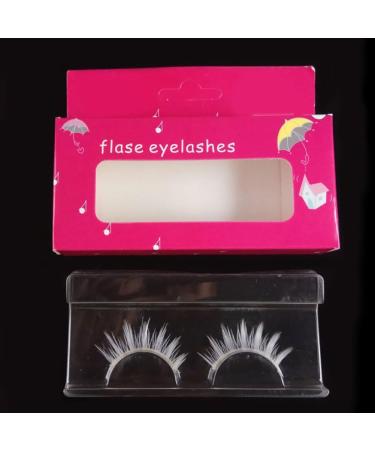 Cosplay Makeup Natural Looking Clear Root White Long Thick Cross False Eyelashes - Buy Online on GoSupps.com
