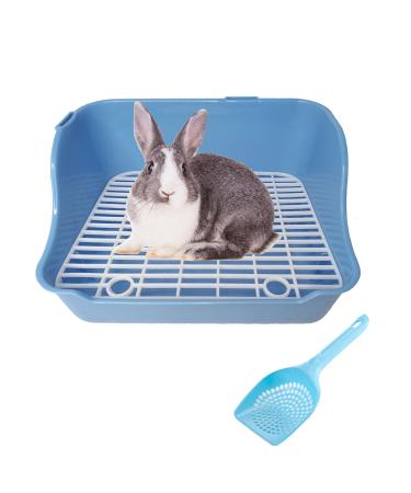 Small Animal Rabbit Litter Toilet, Plastic Square Cage Box, Corner Pan with Grate, Potty Training for Bunny, Guinea Pigs, Chinchilla, Ferret, Galesaur, Hamster Blue - Buy Online on GoSupps.com