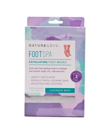 Nature Love Exfoliating Foot Mask - Lavender Mint, Lactic Acid & Urea - Exfoliates & Removes Dead Skin - Paraben Free (3 Pairs) - Buy Online on GoSupps.com