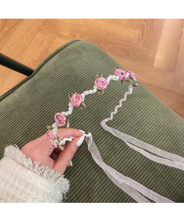 Headband Hair Accessories for Women Girls Fashion Flower Girl Headbandswith Tassels Hairband Flower Headwear with Pearl Beads Pink pearl&flower-pink - Buy Online on GoSupps.com